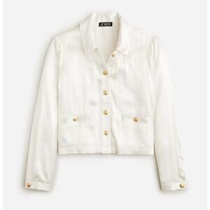 NWT J.Crew Lady Shirt Jacket in Luster Crepe Ivory Gold Satin Classy Size XS